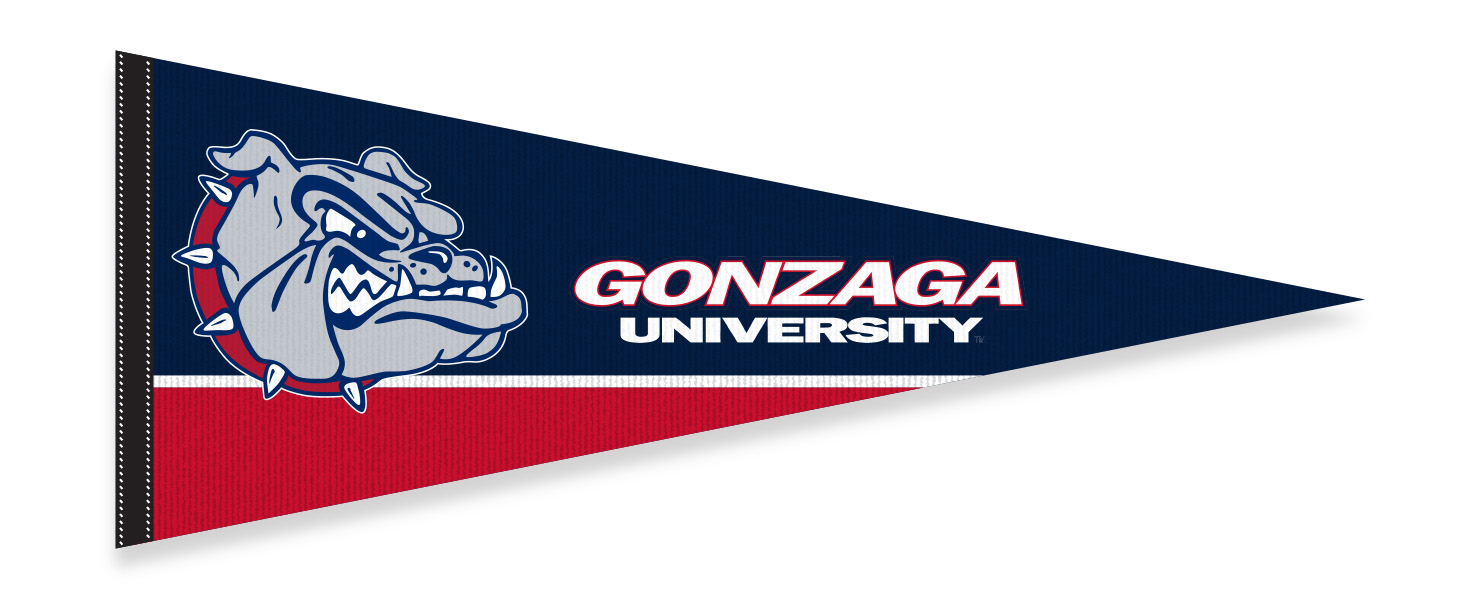 gonzaga university pennant in red, white, blue, and gray