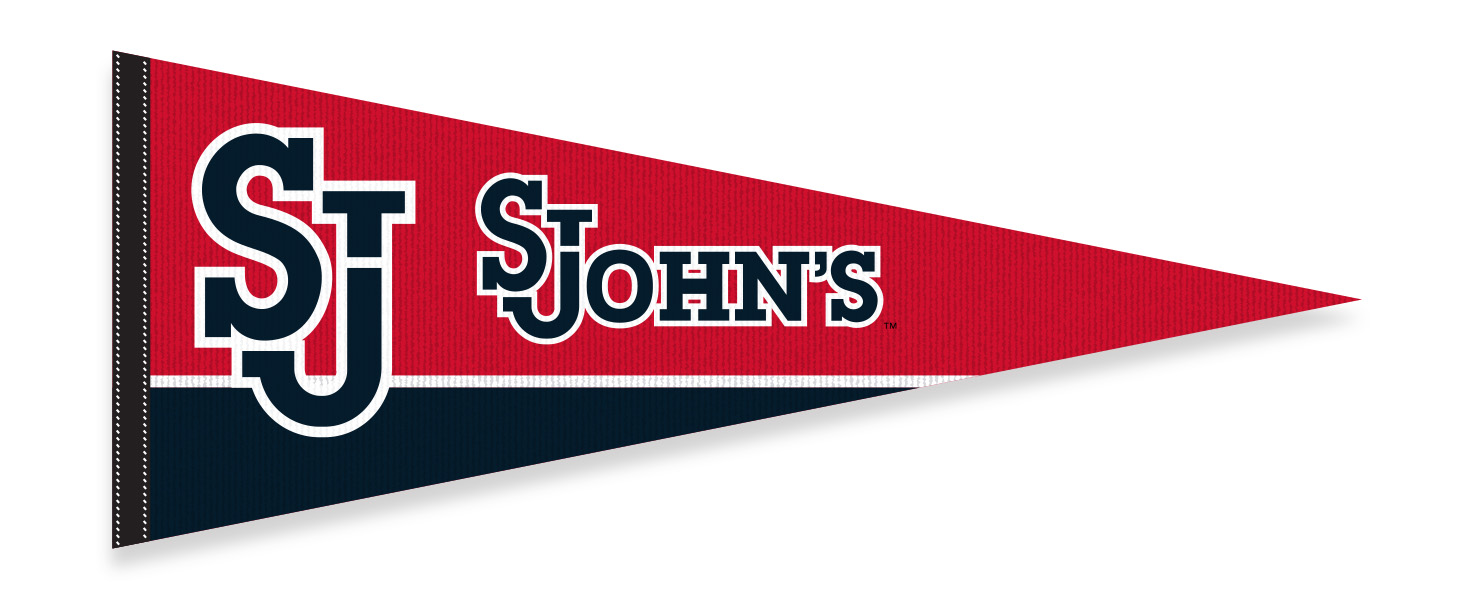 st. john's pennant in red, black, and white