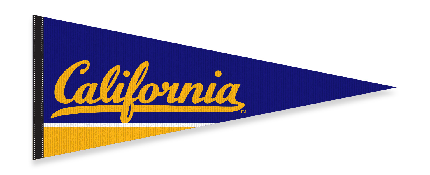 uc berkeley pennant in yellow and blue