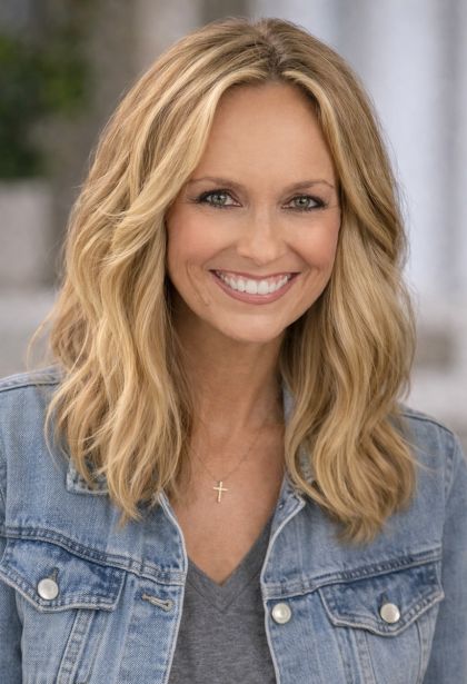 Leigh Green is a woman with shoulder length blonde hair and hazel eyes